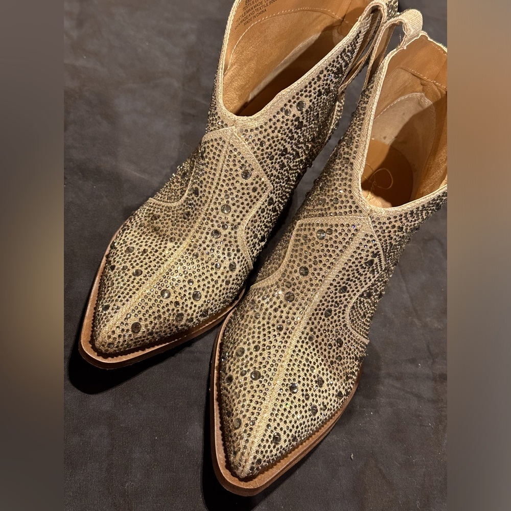 Jessica Simpson Champagne Rhinestone/Glitter Gabor Boots